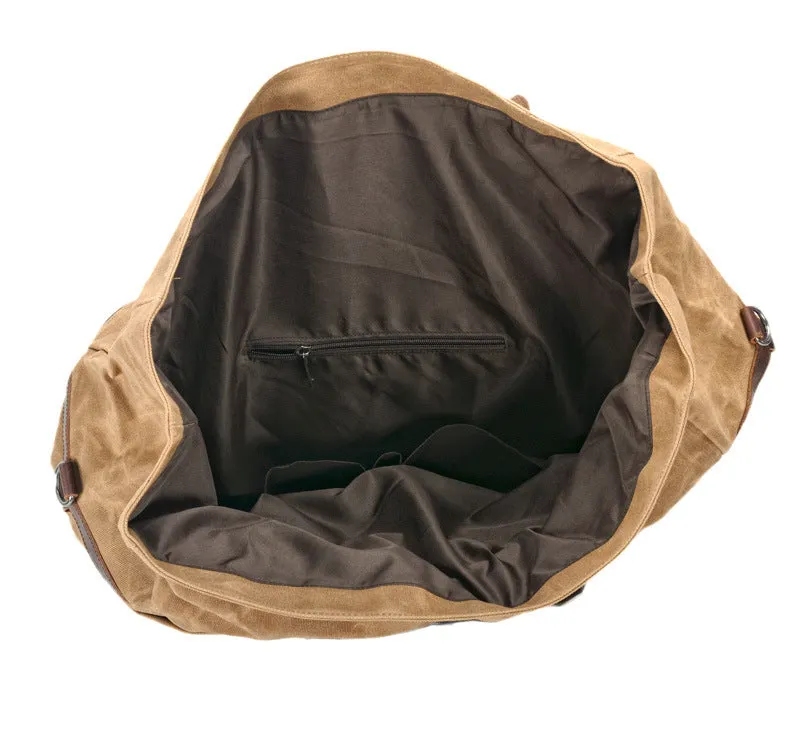 Waxed Canvas Duffel Bag Waterproof Canvas Travel Weekend Bag  Carry on Weekender Overnight Bag For Mens