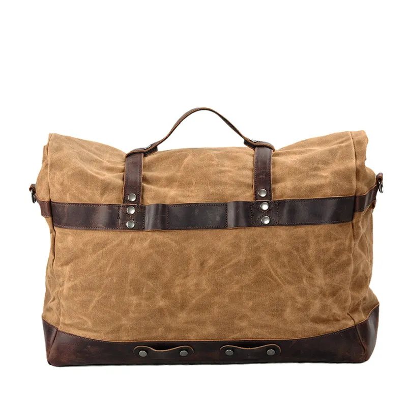 Waxed Canvas Duffel Bag Waterproof Canvas Travel Weekend Bag  Carry on Weekender Overnight Bag For Mens