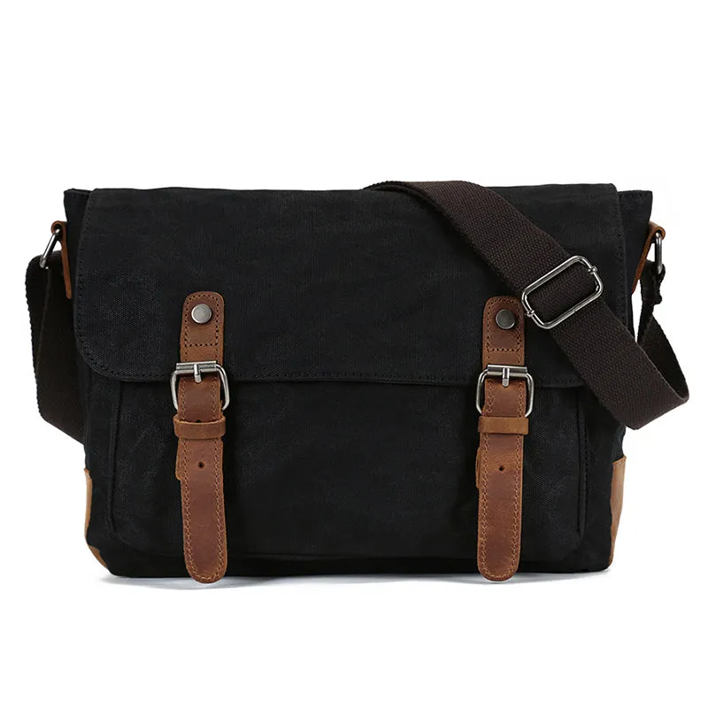 Waxed Canvas Messenger Bag Waxed Courier Bag Canvas Shoulder Bag Men Satchel Briefcase Vintage Crossbody Bag