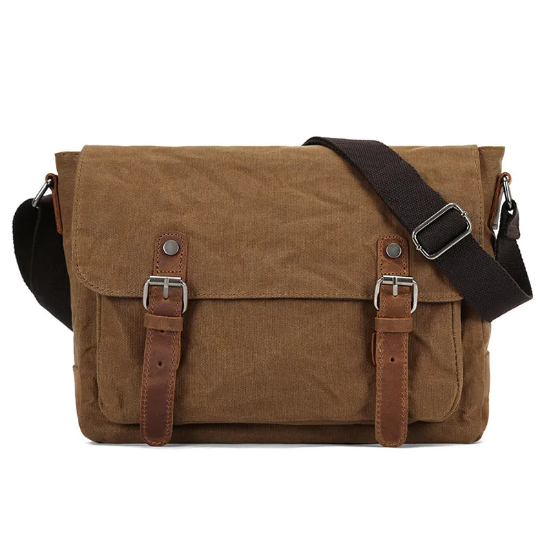 Waxed Canvas Messenger Bag Waxed Courier Bag Canvas Shoulder Bag Men Satchel Briefcase Vintage Crossbody Bag