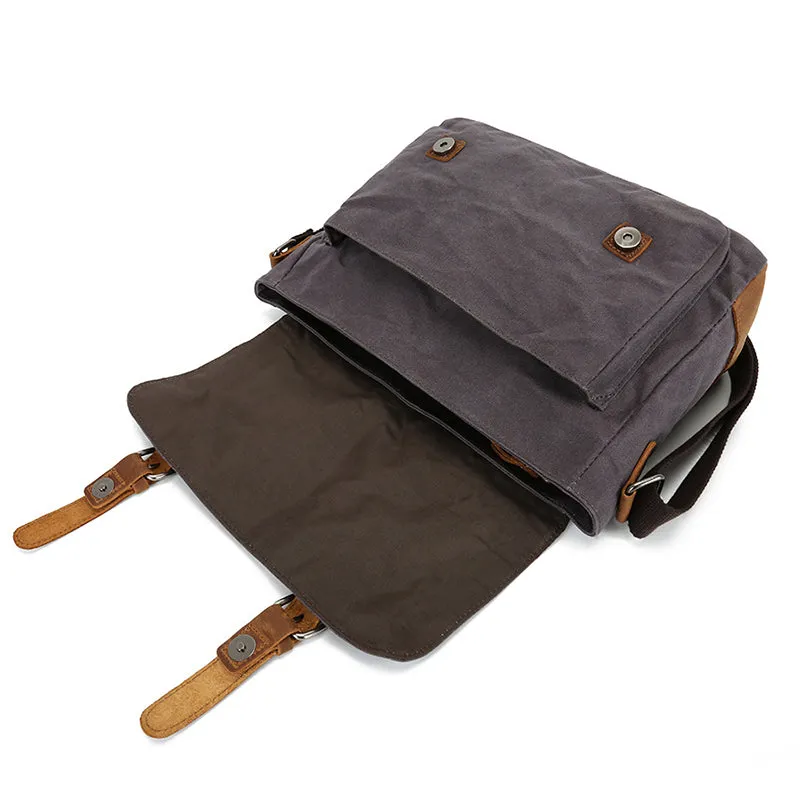 Waxed Canvas Messenger Bag Waxed Courier Bag Canvas Shoulder Bag Men Satchel Briefcase Vintage Crossbody Bag