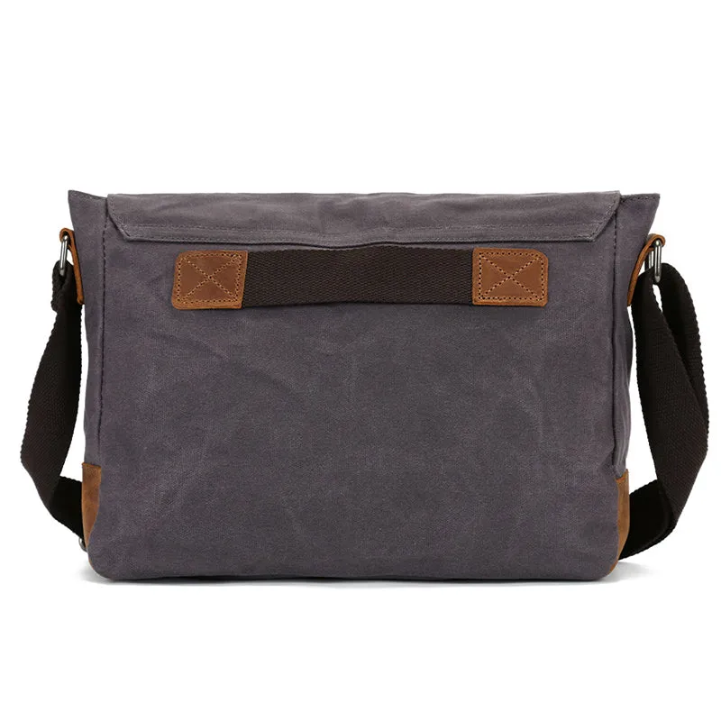 Waxed Canvas Messenger Bag Waxed Courier Bag Canvas Shoulder Bag Men Satchel Briefcase Vintage Crossbody Bag