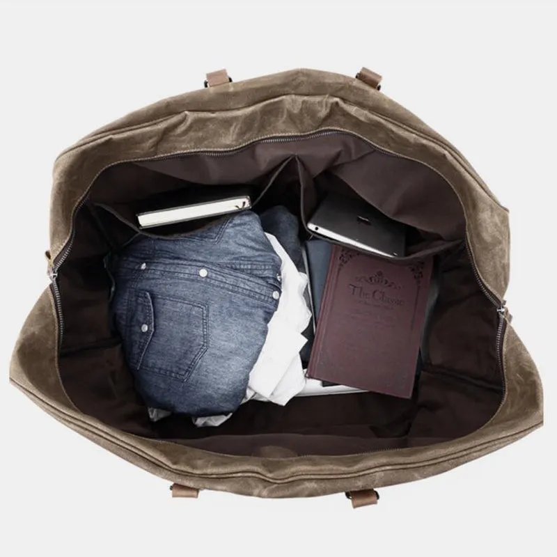 Waxed Canvas Travel bag, Simple Design Weekend Overnight Bag, Gym Bag FX001