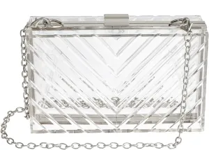 WJCD Clear Purses For Women Clear Purse Acrylic Clear Clutch Bag Clear Bag Stadium Approved (Silver)