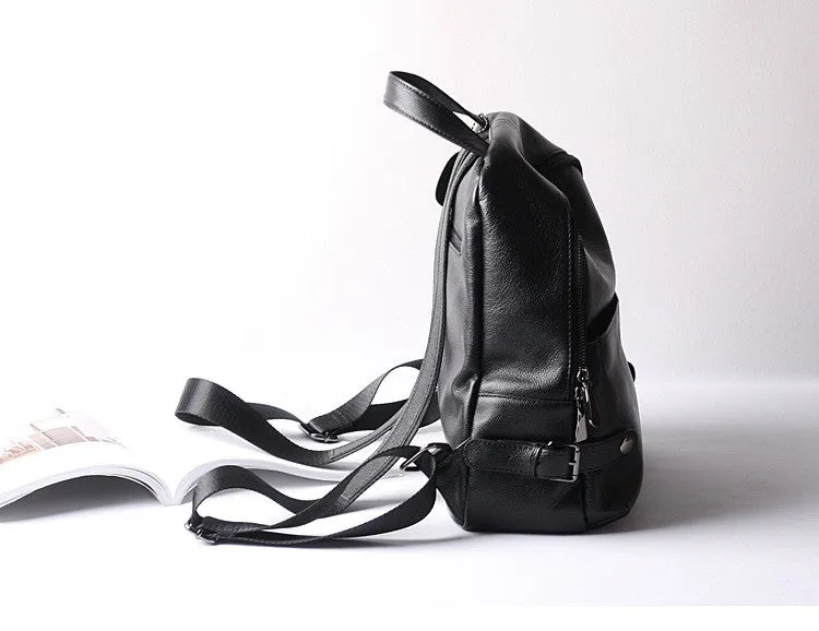 Women Leather Backpack Purse, Black Leather Backpack, Casual Backpack