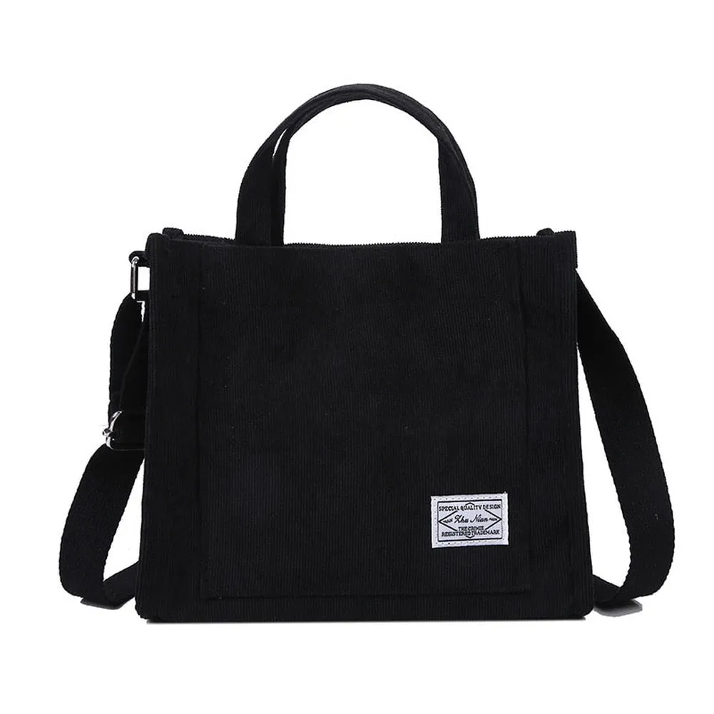 Women's Corduroy Zipper Shoulder Bag