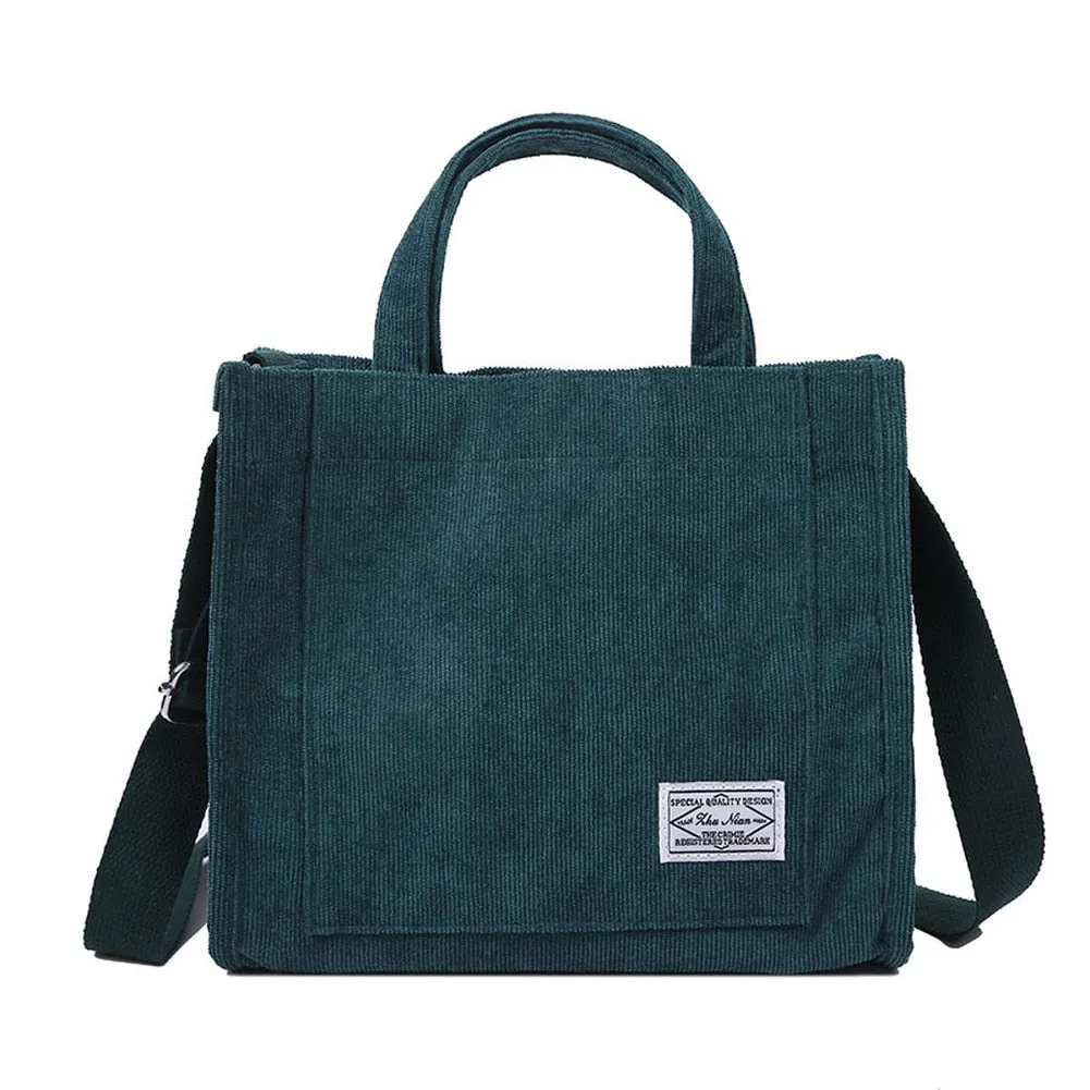 Women's Corduroy Zipper Shoulder Bag