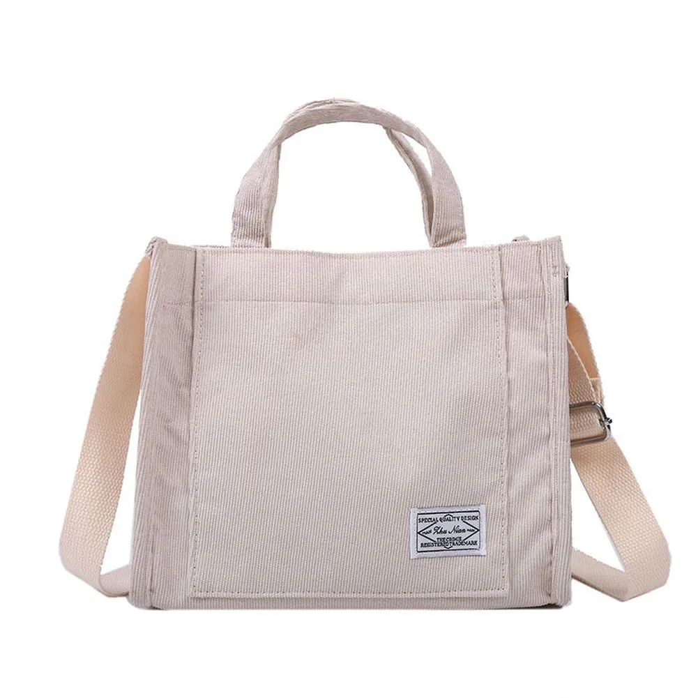 Women's Corduroy Zipper Shoulder Bag