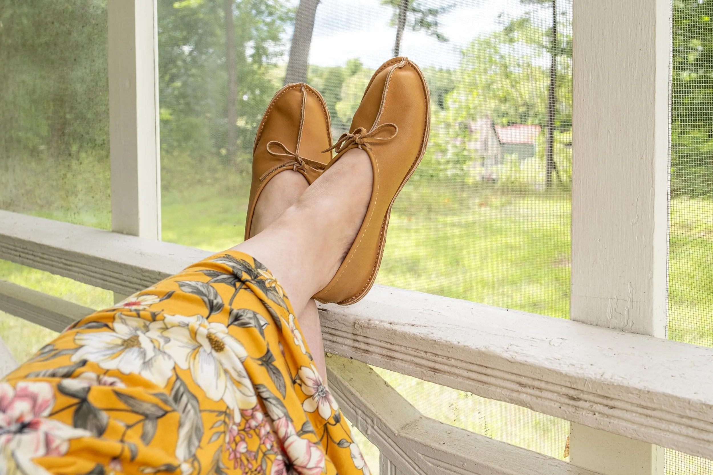 Women's Earthing Moccasins Moose Hide Ballerina