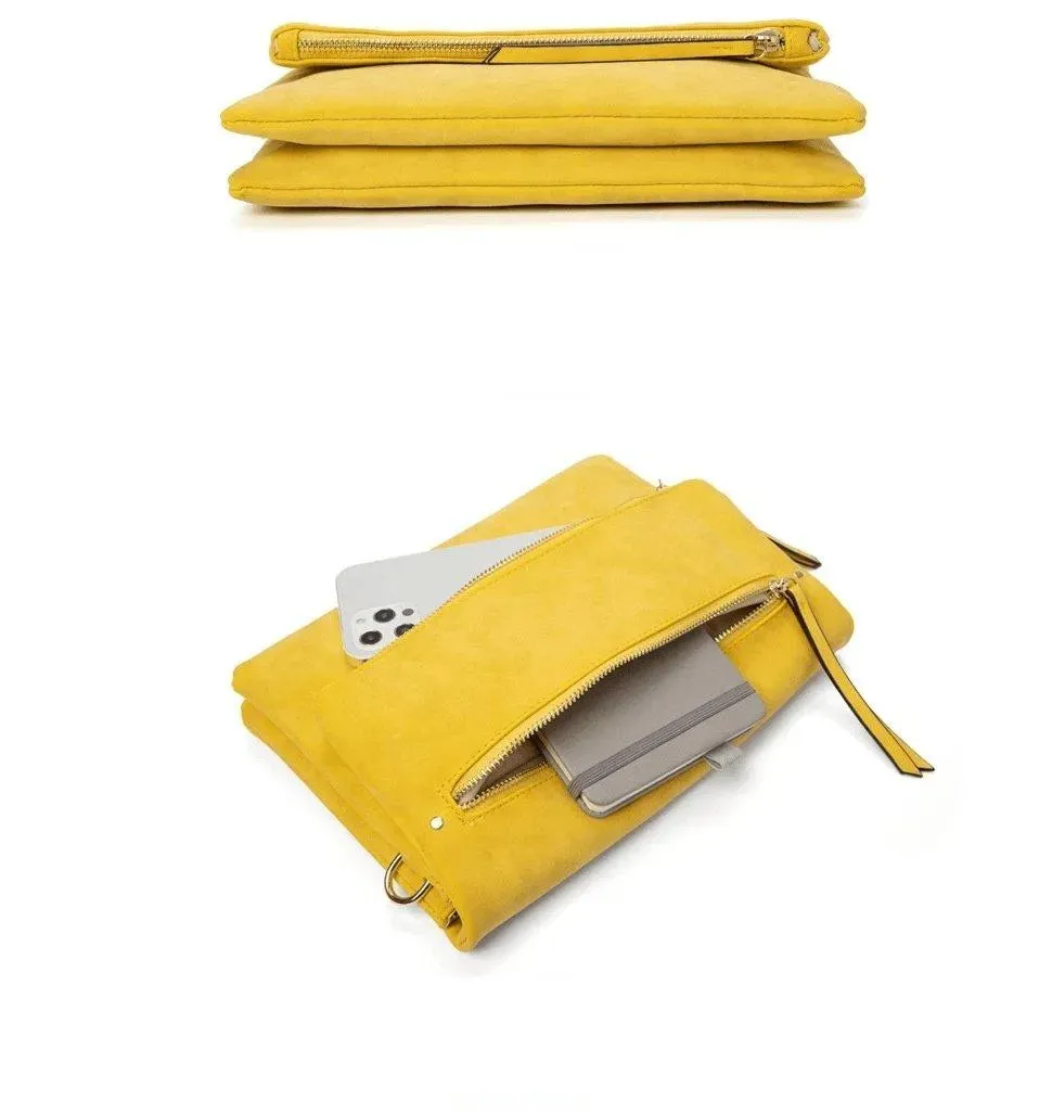 Women's Solid Color Frosted Multi-Compartment Envelope Bag