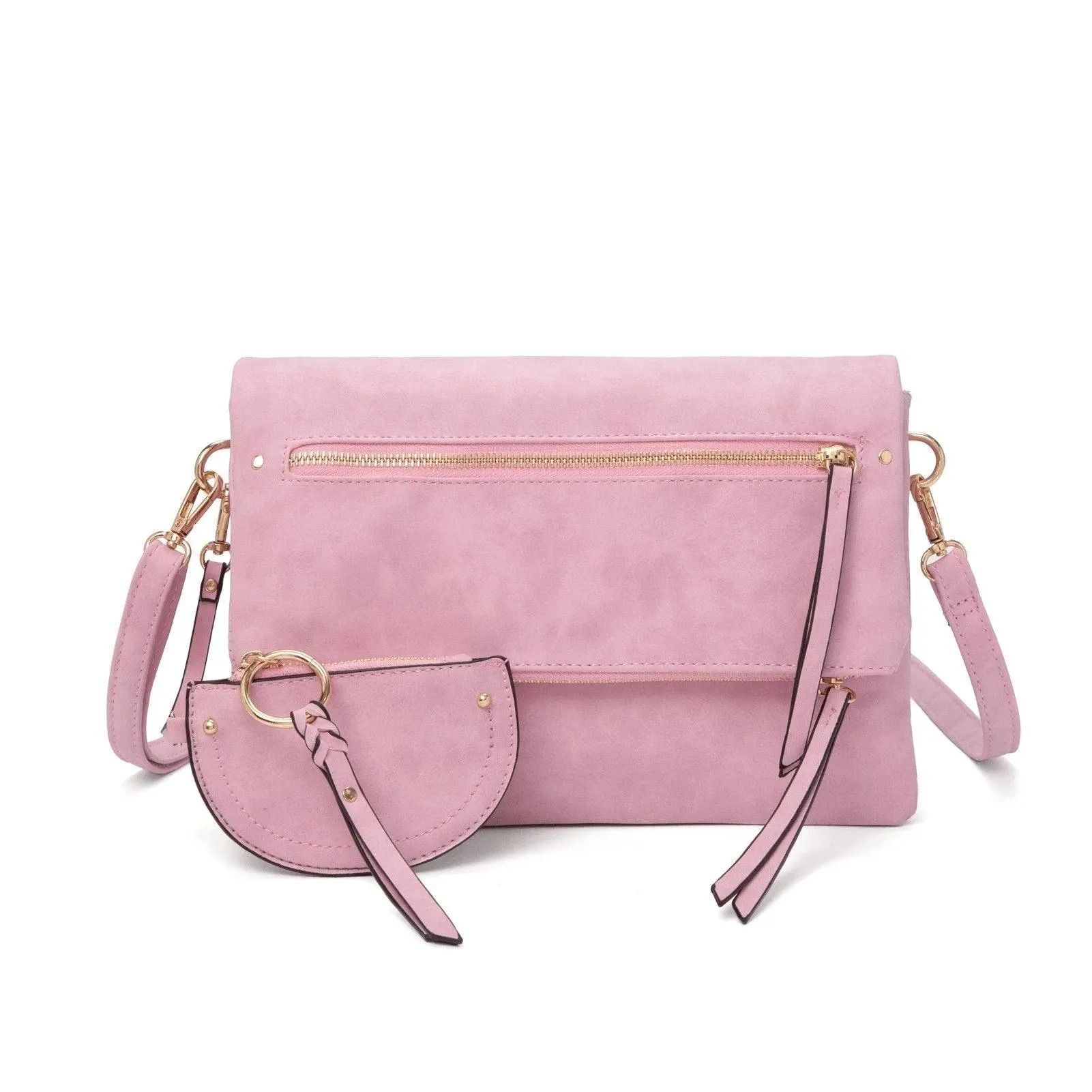 Women's Solid Color Frosted Multi-Compartment Envelope Bag