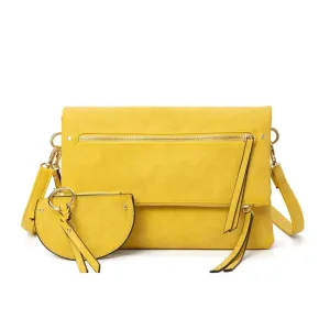 Women's Solid Color Frosted Multi-Compartment Envelope Bag