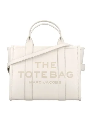 Women's The Leather Medium Tote Bag in Cotton Silver | 24AH004L01PF21 Color 140