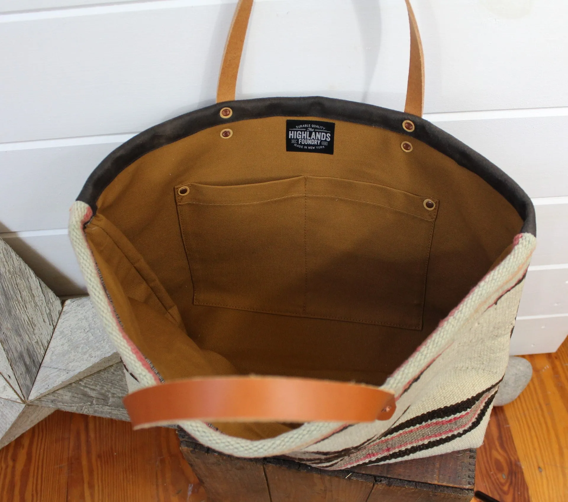 Wool Navajo   leather Weekender Bag