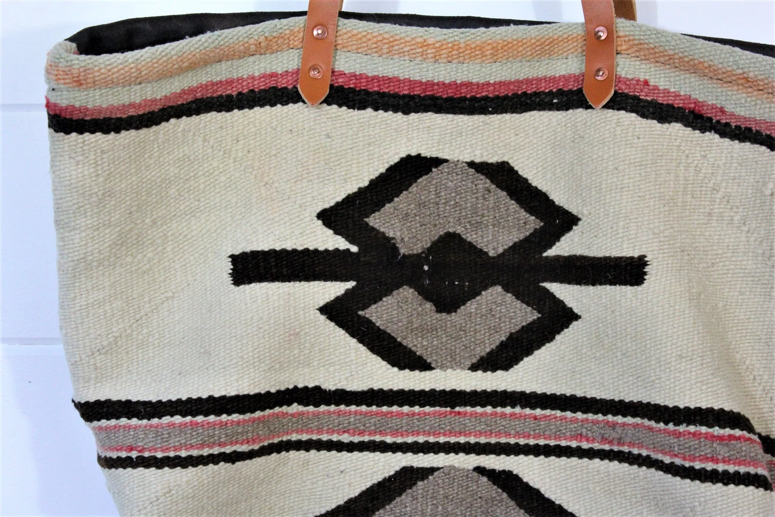 Wool Navajo   leather Weekender Bag