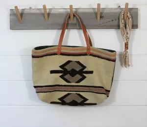 Wool Navajo   leather Weekender Bag