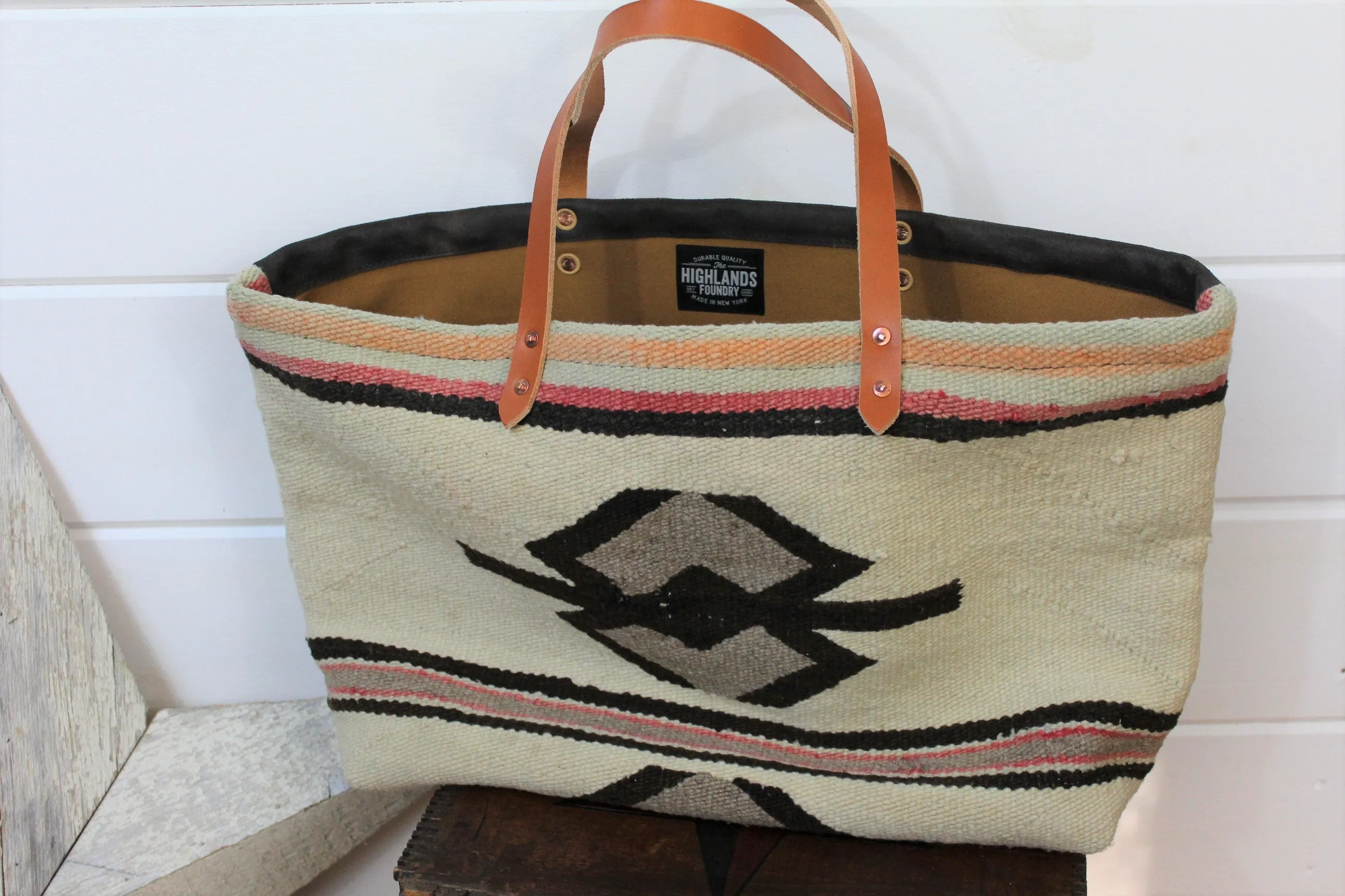 Wool Navajo   leather Weekender Bag