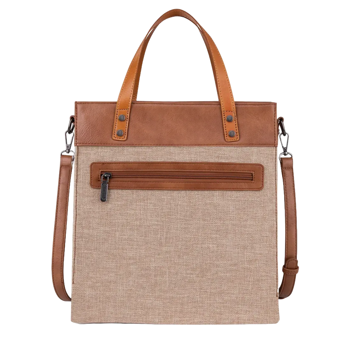 Wrangler Ladies Bucking Bronco Canvas Tan Crossbody Tote Bag