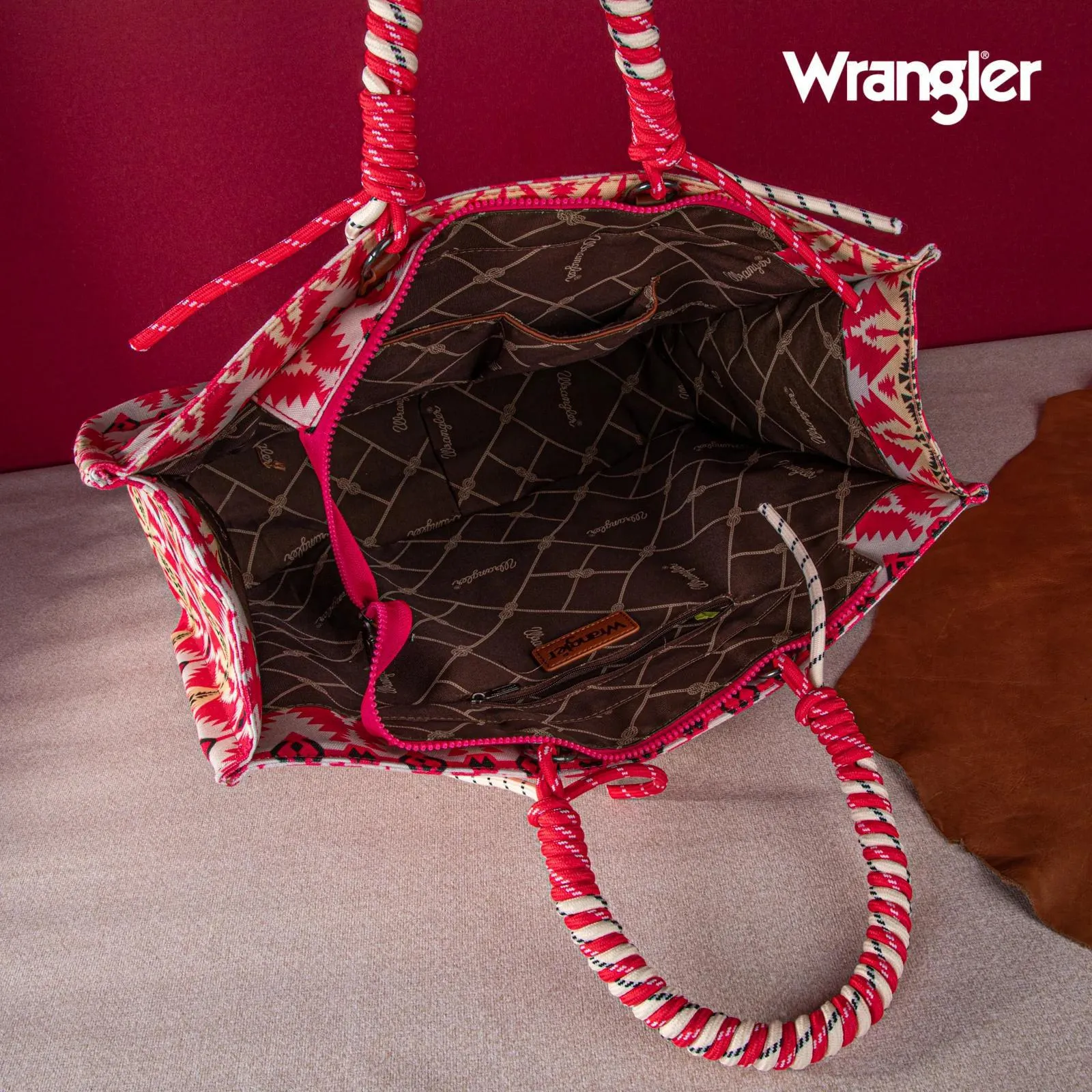 Wrangler Oversized Braided Handles Weekender Bag - Hot Pink - by Montana West