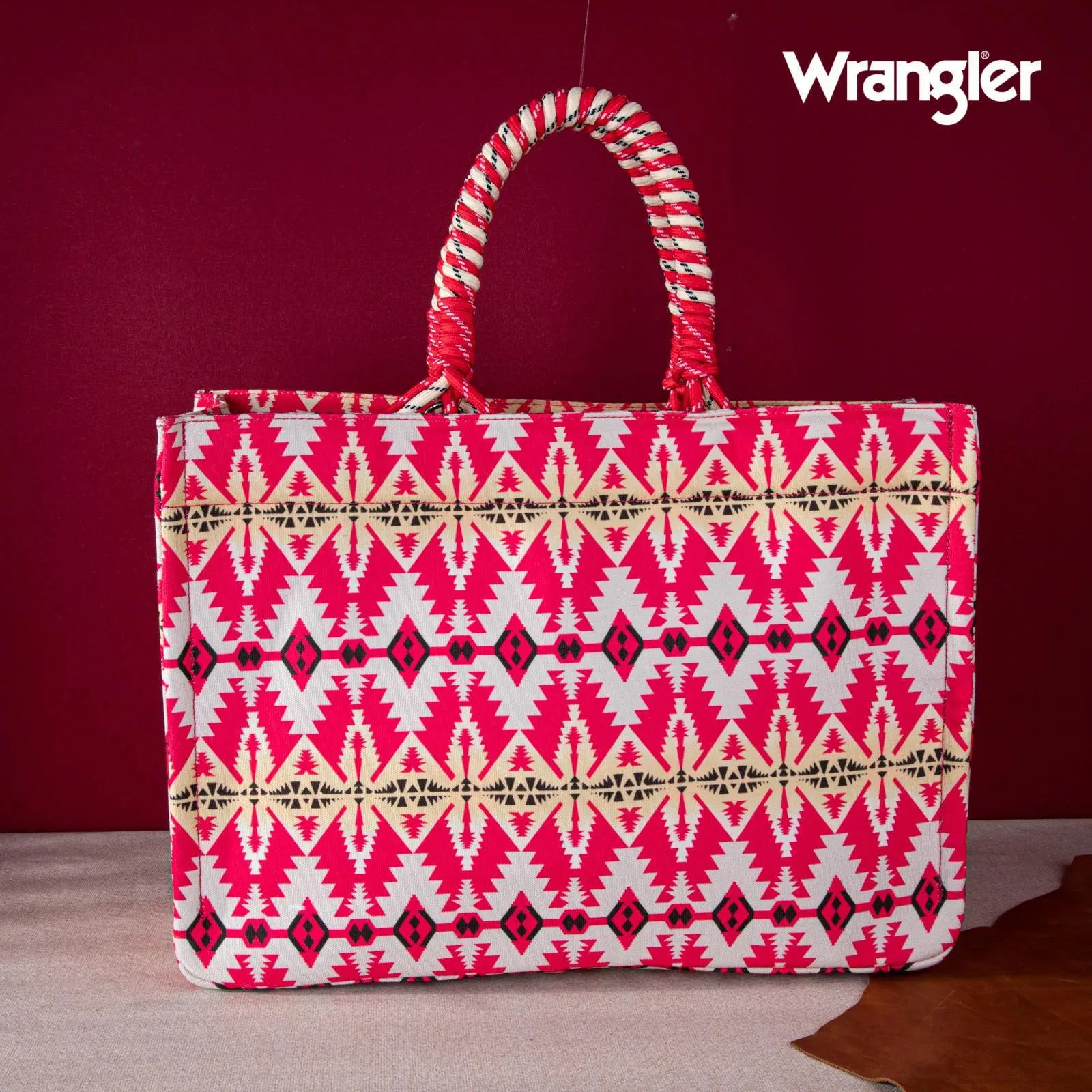 Wrangler Oversized Braided Handles Weekender Bag - Hot Pink - by Montana West