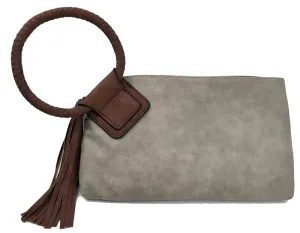 Wristlet Tassle Clutch - Stone